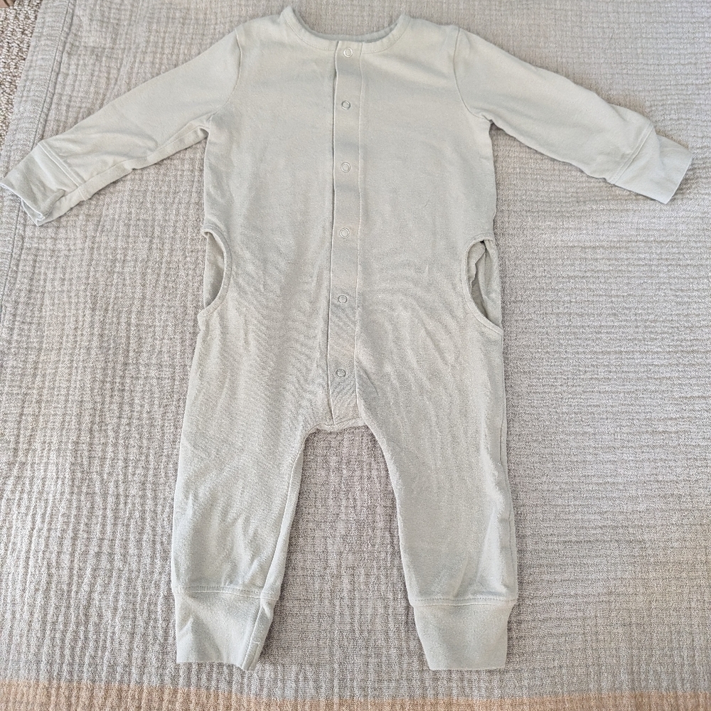 Pehr Essentials romper, Soft Sea, 3-6 Months
